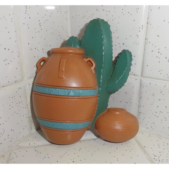 Vintage Burwood Southwest Pots & cactus Lot of 3 Wall Hangings Pueblo western - Picture 4 of 12